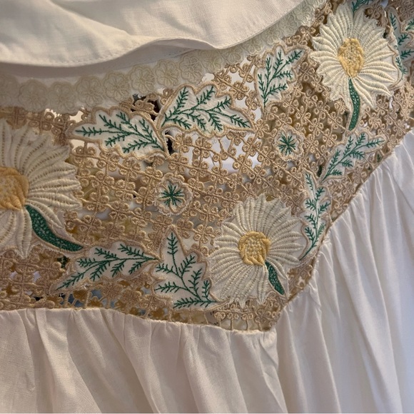 NWT Free People Chain Of Daisies Embroidered Ruffle Dress Tunic / Ivory Combo - Picture 13 of 13